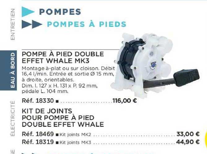 pompe à pied double effet whale mk3 kit de joints pour pompe à pied double effet whale