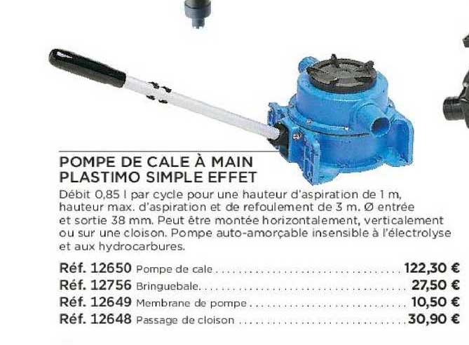 pompe de cale à main plastimo simple effet