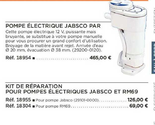 pompe électrique jabsco par kit de réparation pour pompes électriques jabsco et rm69