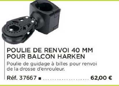 poulie de renvoi 40 mm pour balcon harken