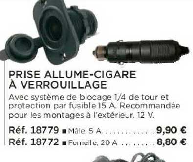 prise allume-cigare à verrouillage