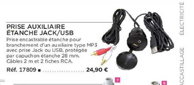 prise auxiliaire étanche jack usb