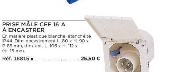prise mâle cee 16 a à encastrer