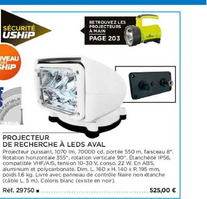 projecteur de recherche à leds aval