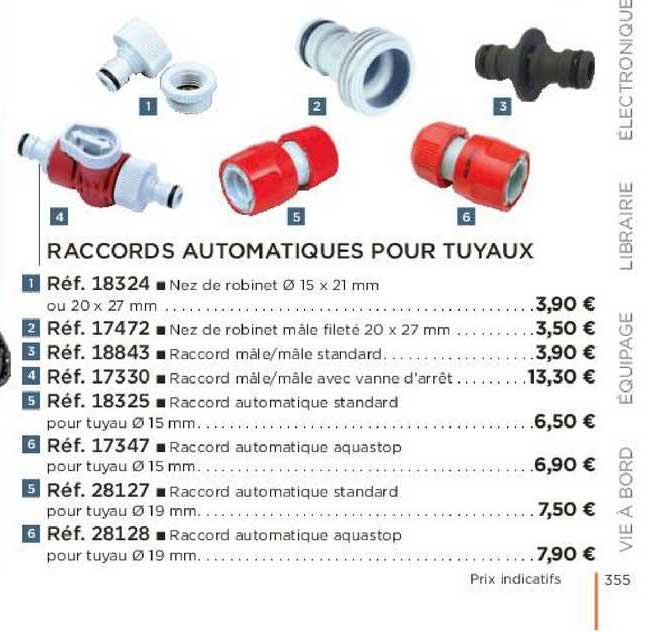 raccords automatiques pour tuyaux