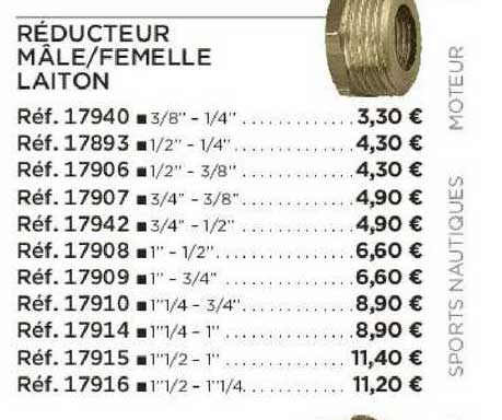 réducteur mâle-femelle laiton