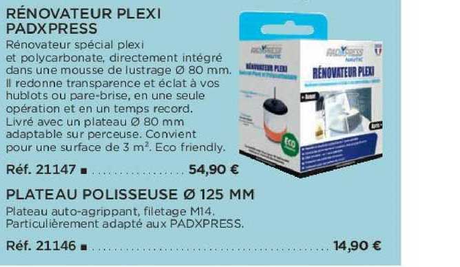 rénovateur plexi padxpress plateau polisseuse 125 mm