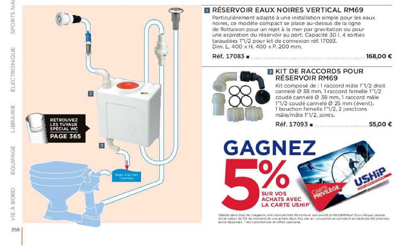 réservoir eaux noires vertical rm69 kit de raccords pour réservoir rm69