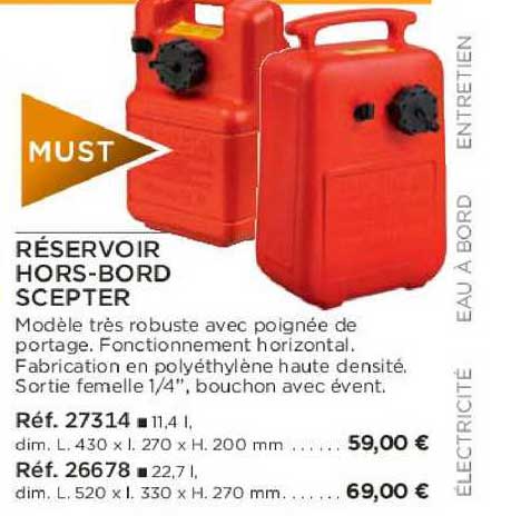réservoir hors-bord scepter