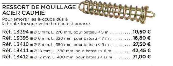 ressort de mouillage acier cadmié
