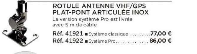 rotule antenne vhf gps plat-pont articulée inox