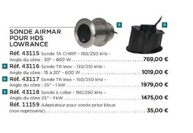 sonde airmar pour hds lowrance