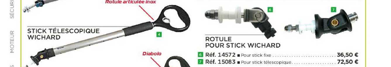 stick télescopique wichard rotule pour stick wichard