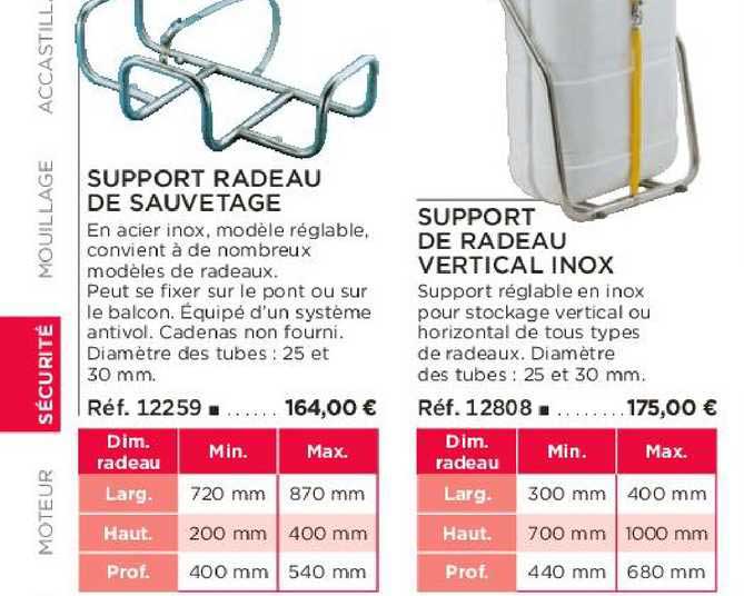 support radeau de sauvetage support de radeau vertical inox