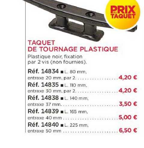 taquet de tournage plastique