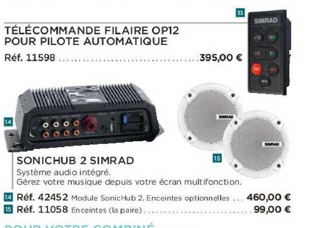 télécommande filaire op12 pour pilote automatique sonichub 2 simrad