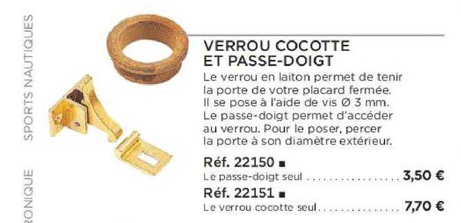 verrou cocotte et passe-doigt