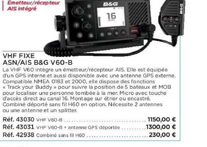 vhf fixe asn ais b&g v60-b