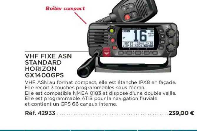 vhf fixe asn standard horizon gx1400gps
