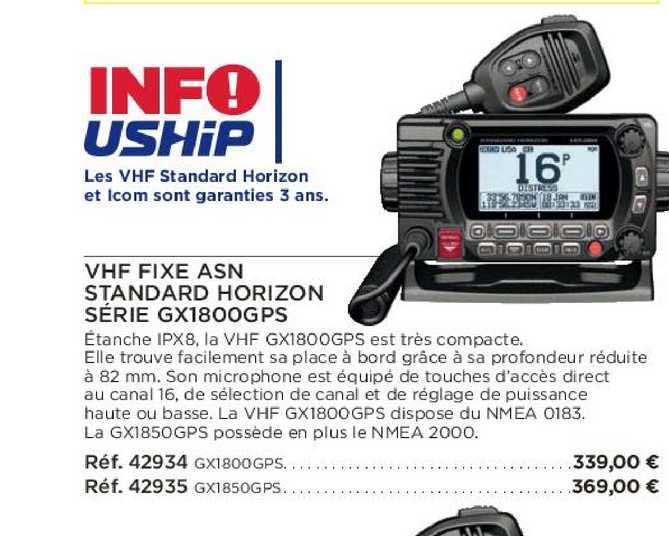 vhf fixe asn standard horizon série gx1800gps