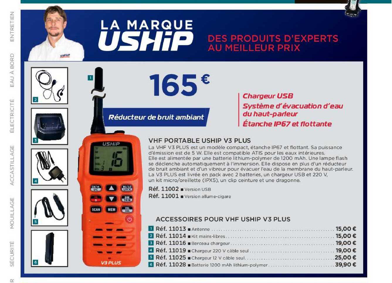 vhf portable uship v3 plus accessoires pour vhf uship v3 plus