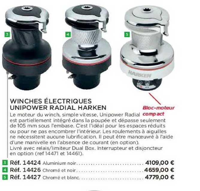 winches électriques unipower radial harken