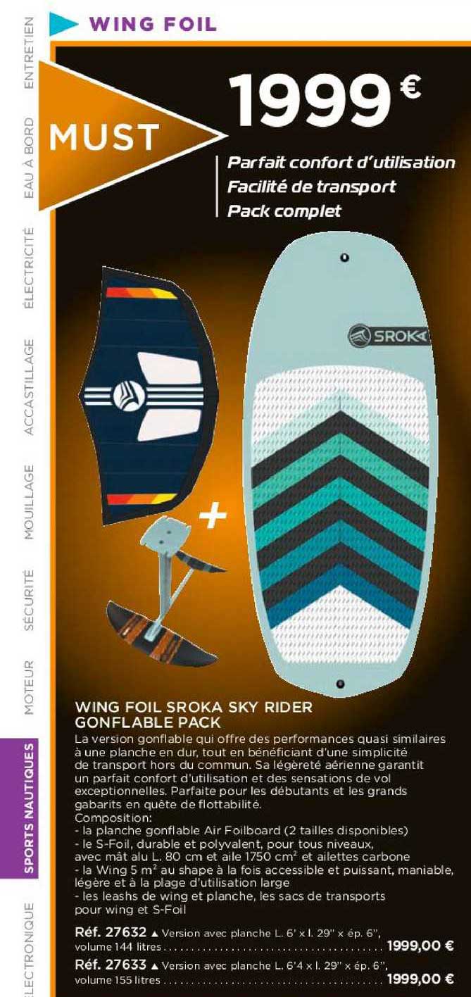 wing foil sroka sky rider gonflable pack