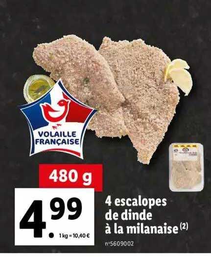4 Escalopes De Dinde à La Milanaise