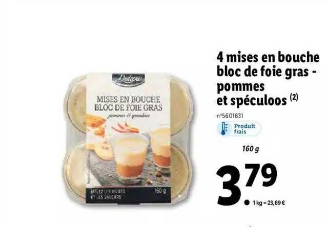 4 mises en bouche bloc de foie gras - pommes et spéculoos deluxe