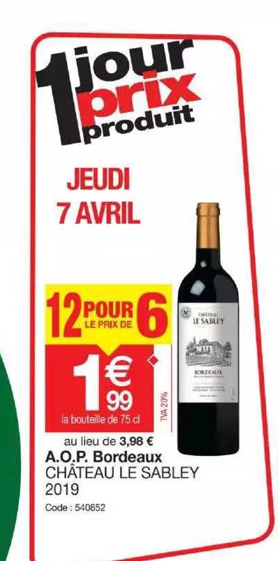 a.o.p. bordeaux château le sabley 2019