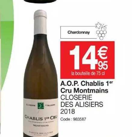 a.o.p. chablis 1er cru montmains closerie des alisiers 2018