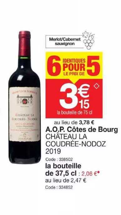 a.o.p. côtes de bourg château la coudrée-nodoz 2019
