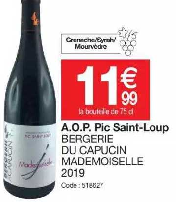 a.o.p. pic saint-loup bergerie du capucin mademoiselle 2019
