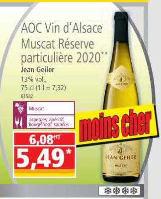 aoc vin d'alsace muscat réserve particulière 2020 jean geiler