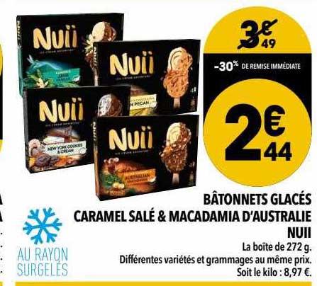 bâtonnets glacés caramel salé & macadamia d'australie nuii