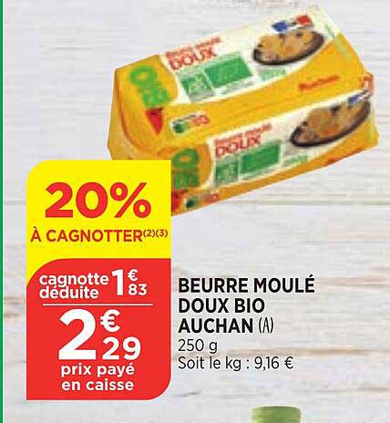 Beurre Moulé Doux Bio Auchan