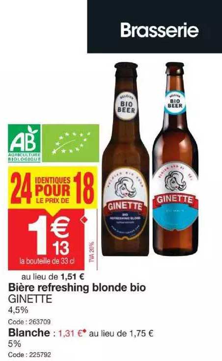 bière refreshing blonde bio ginette