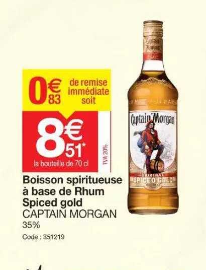 boisson spiritueuse à base de rhum spiced gold captain morgan
