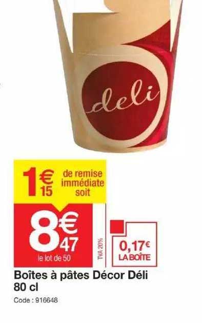 Boîtes à Pâtes Décor Déli 80 Cl