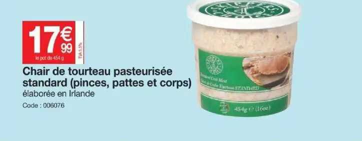 chair de tourteau pasteurisée standard (pinces, pattes et corps)