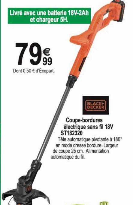 coupe-bordures électrique sans fil 18v st182320 black+decker
