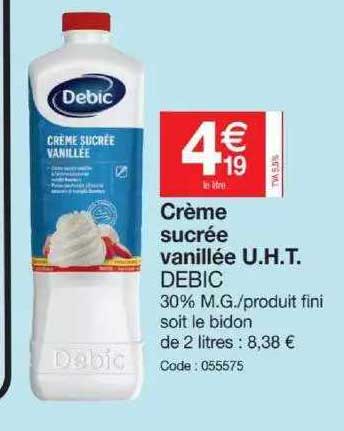 crème sucrée vanilles u.h.t. debic