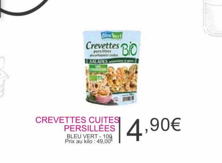 crevettes cuites persillées bleu vert