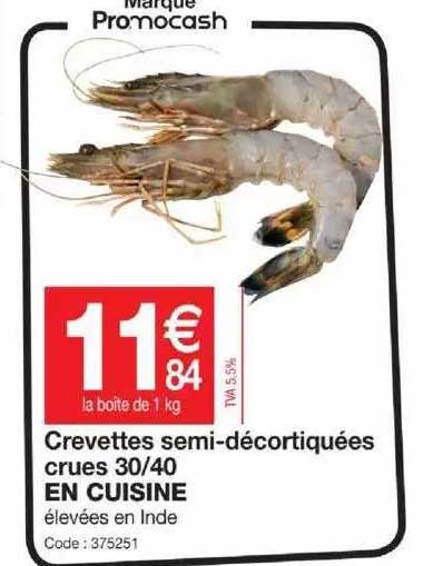 Crevettes Semi-décortiquées Crues 30-40 En Cuisine