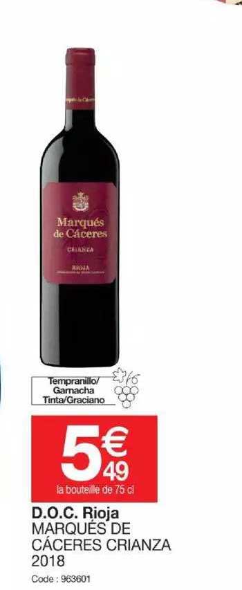 d.o.c. rioja marqués de cáceres crianza 2018