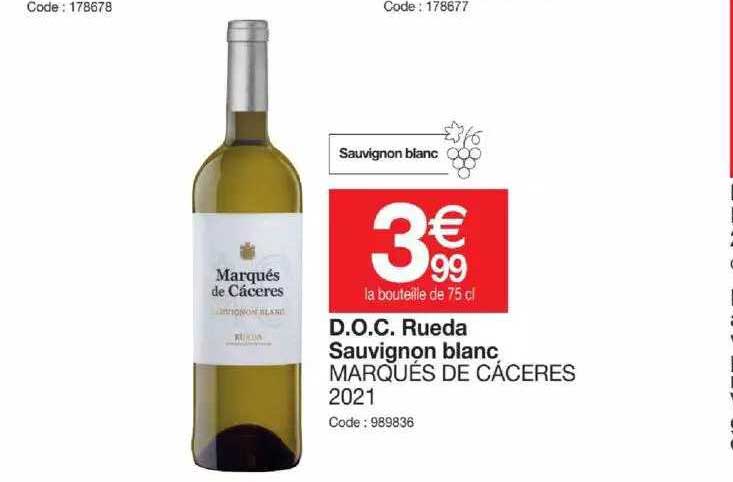 d.o.c. rueda sauvignon blanc marqués de cáceres 2021