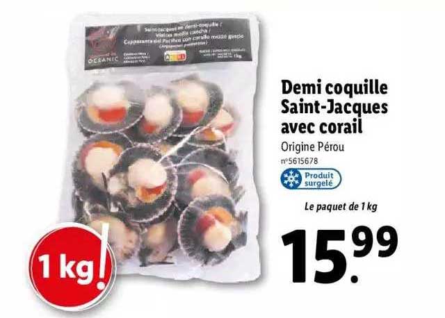demi coquille saint-jacques avec corail