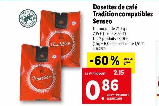 dosettes de café tradition compatibles senseo