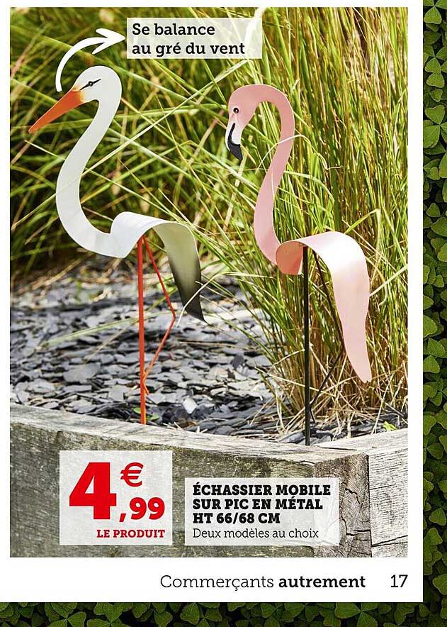 échassier mobile sur pic en métal ht 66-68 cm