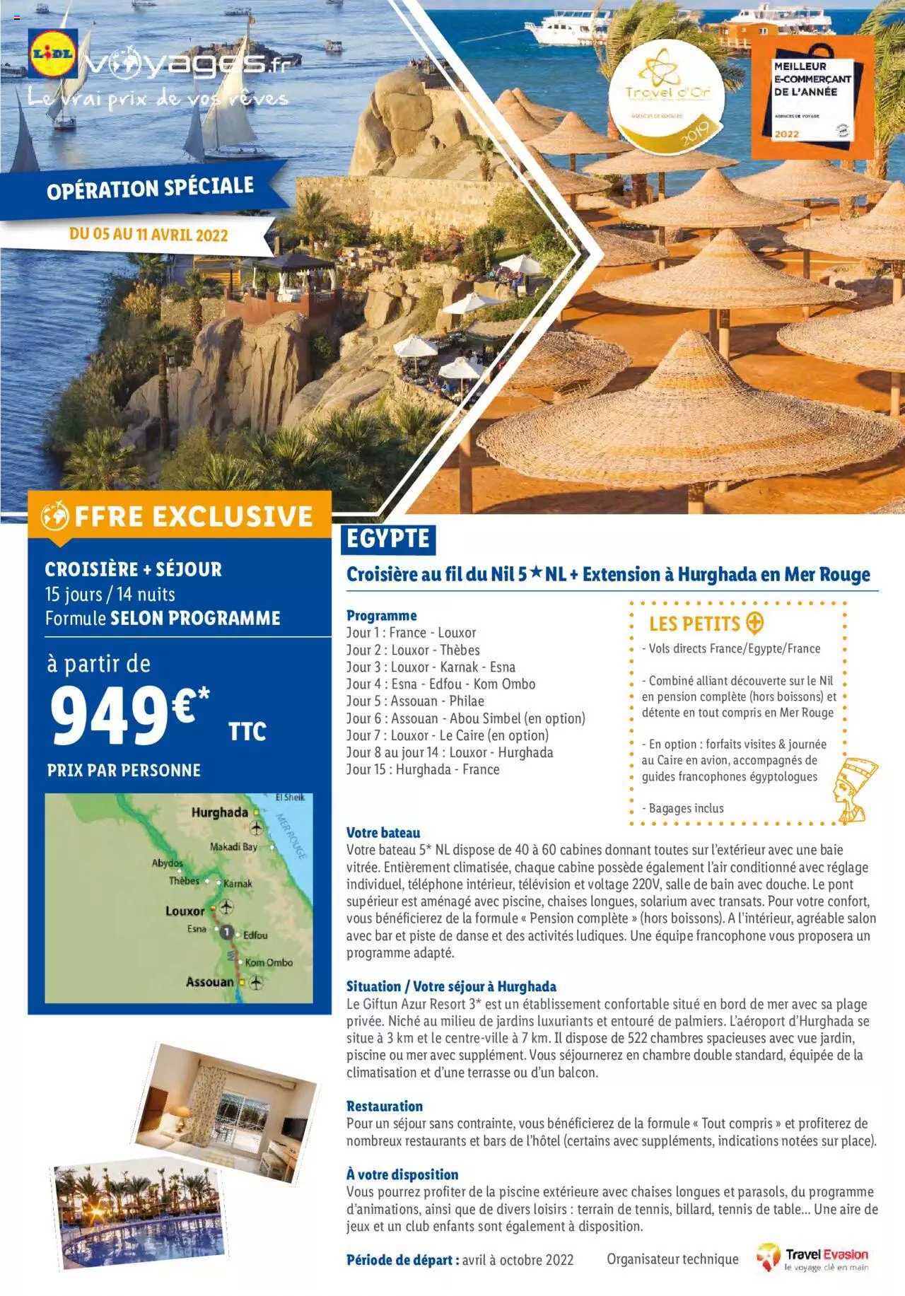 egypte : croisière au fil du nil 5* nl + extension à hurghada en mer rouge